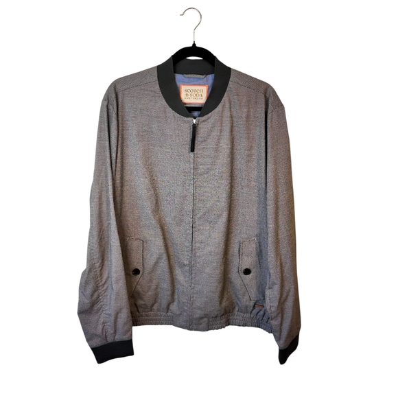 Scotch & Soda Gray Bomber Jacket with Black Trim Size XL